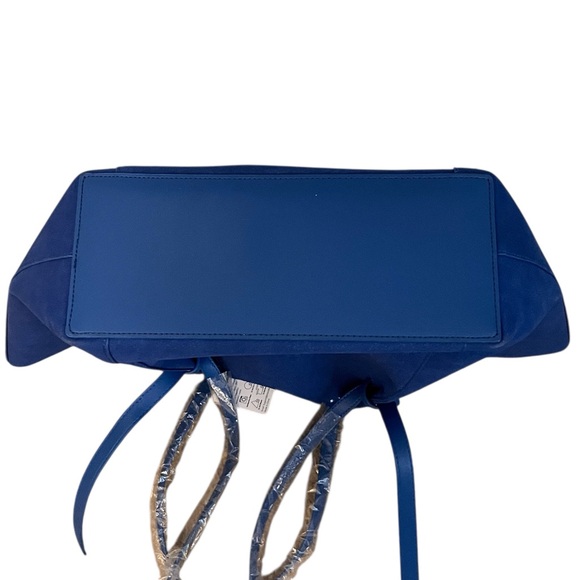 Elegant Blue Faux Suede Satchel Bag Handbag Backpack - Picture 7 of 11